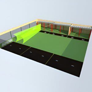 A 3 d image of the inside of a tennis court.